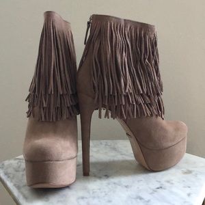 Schultz platform fringe booties